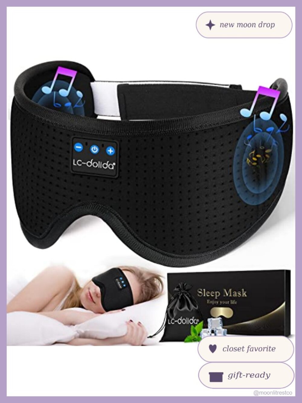 Bluetooth Sleep Mask Headphones 2 in 1 Memory Foam Ice Silk Eye Mask for Side